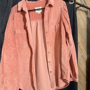 American Eagle Pink Corduroy Button Up